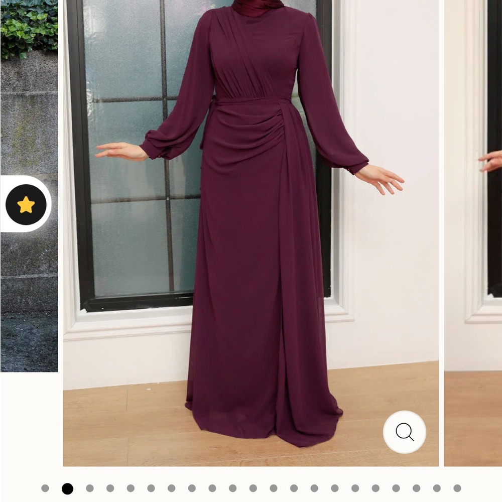 Urban Modesty SIDE DRAPED GRECIAN CHIFFON LONG SLEEVE GOWN